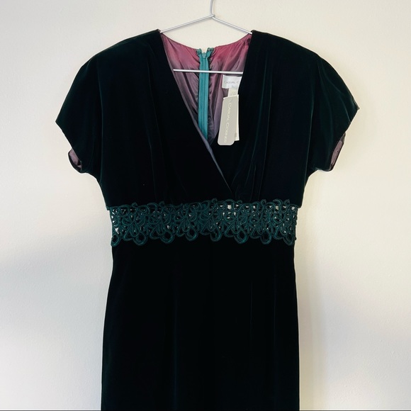 New vintage casual corner maxi velvet crochet dress front slit - Picture 9 of 10